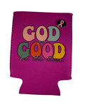 God Is Good All the Time Beverage Cozy – Inspirational Pink Drink Sleeve